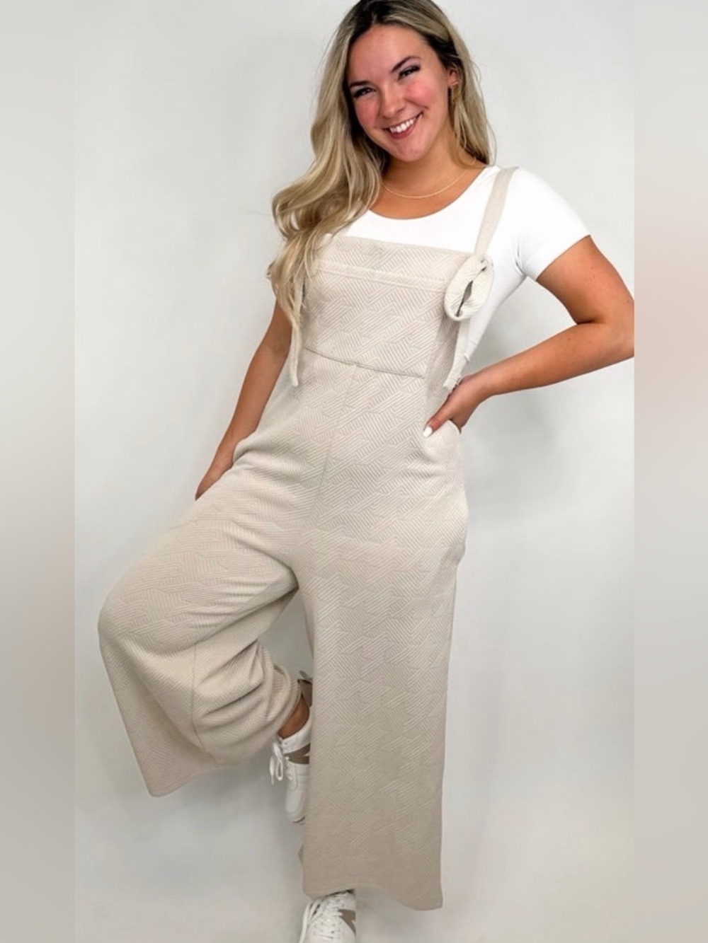 BiBi Women's Beige Patterned Jumpsuit